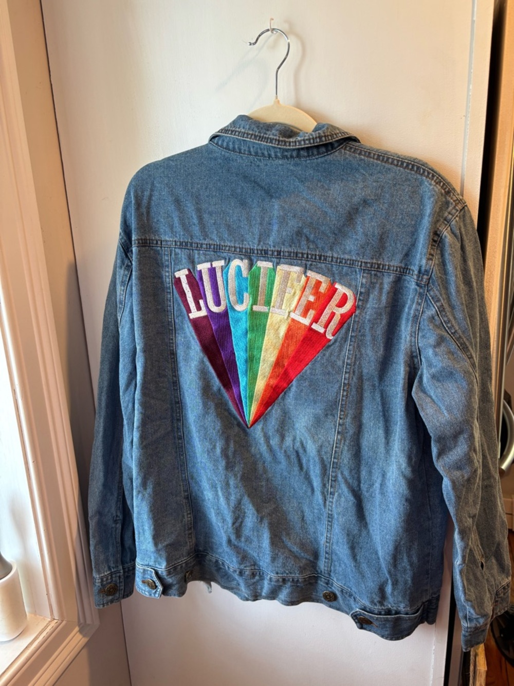 Denim Jacket with Rainbow Patch